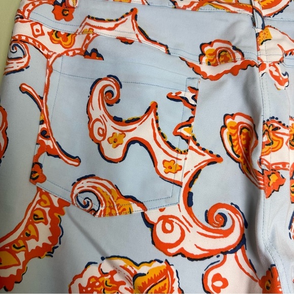 J. McLaughlin Pants Women's Orange And Blue Paisley Print Modal Spandex Size 10 - Picture 9 of 15